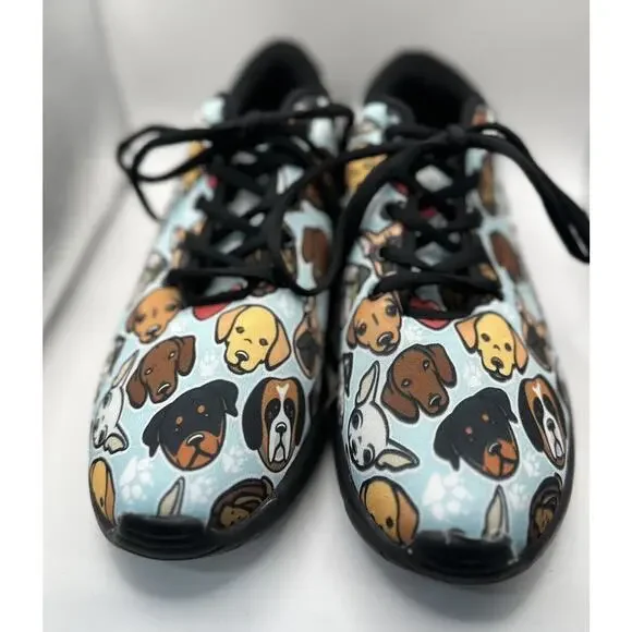 Shoes Womens 8 Athletic Trainers Dog Print Sneakers Casual Colorful Active Vet - Picture 2 of 7